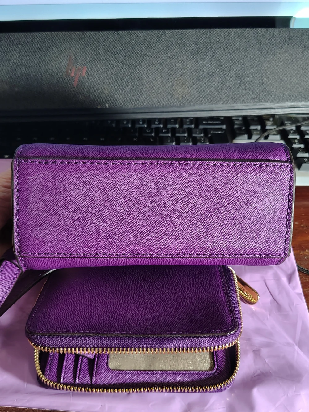Sold Elsewhere--Michael Kors Purple Saffiano Leather Crossbody Matching Wallet